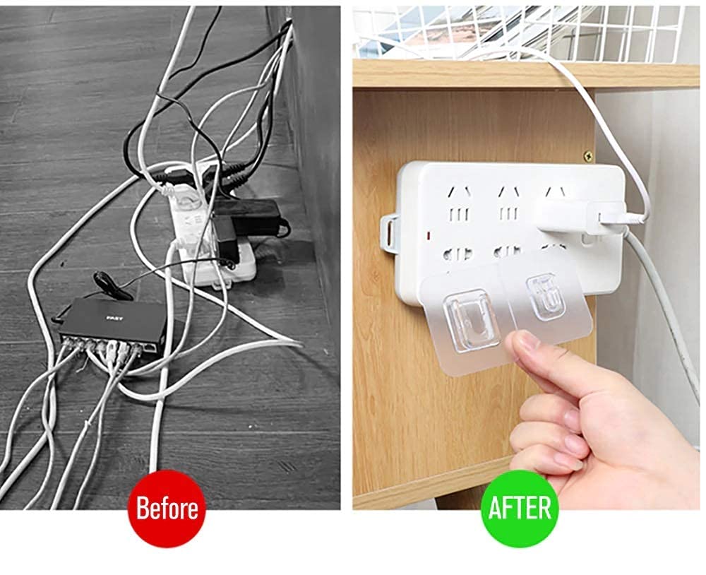 MAPPERZ Double-Sided Adhesive Wall Hooks- Wall-Sticking Hooks Without Punching and Nails, Waterproof and Oil-Proof, Heavy-Duty Self-Adhesive Hooks for Bathroom and Kitchen (10)