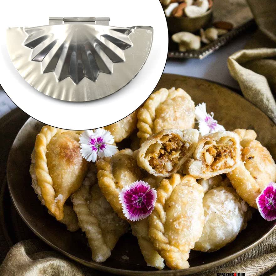 MAPPERZ Stainless Steel Kitchen Dumpling Mould Momos Maker/Ghughra Gujiya Mould Maker Dough Press Mould Wrapper Dough Cutter for Kitchen