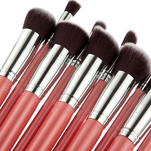 MAPPERZ Set of 10 Pcs Premium Synthetic Makeup Set Foundation Powder Blending Concealer Eye shadows Blush Soft Brush Tool Cosmetic - Black