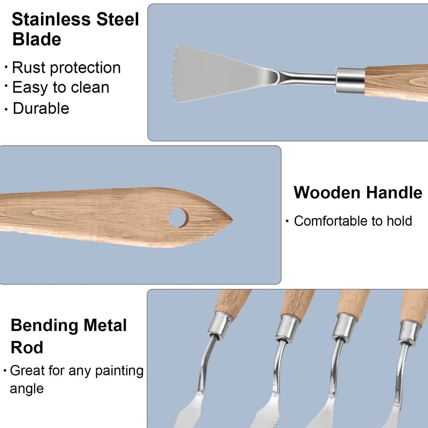 MAPPERZ Stainless Steel Artists Palette Knife Spatula Painting Mixing Scraper Thin and Flexible Art Tools for Oil Painting Acrylic Mixing, Canvas, Cake Icing, Face Painting Knife No. J-9, Pack of 01
