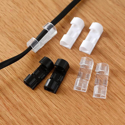 MAPPERZ 20 Pieces Self Adhesive White Cable Clips/Wire Manage Holder Sticky Mount/Round Plastic Cable Cord Management Clips for TV, Home, Office, Wall, Cubicle, Desk, Car