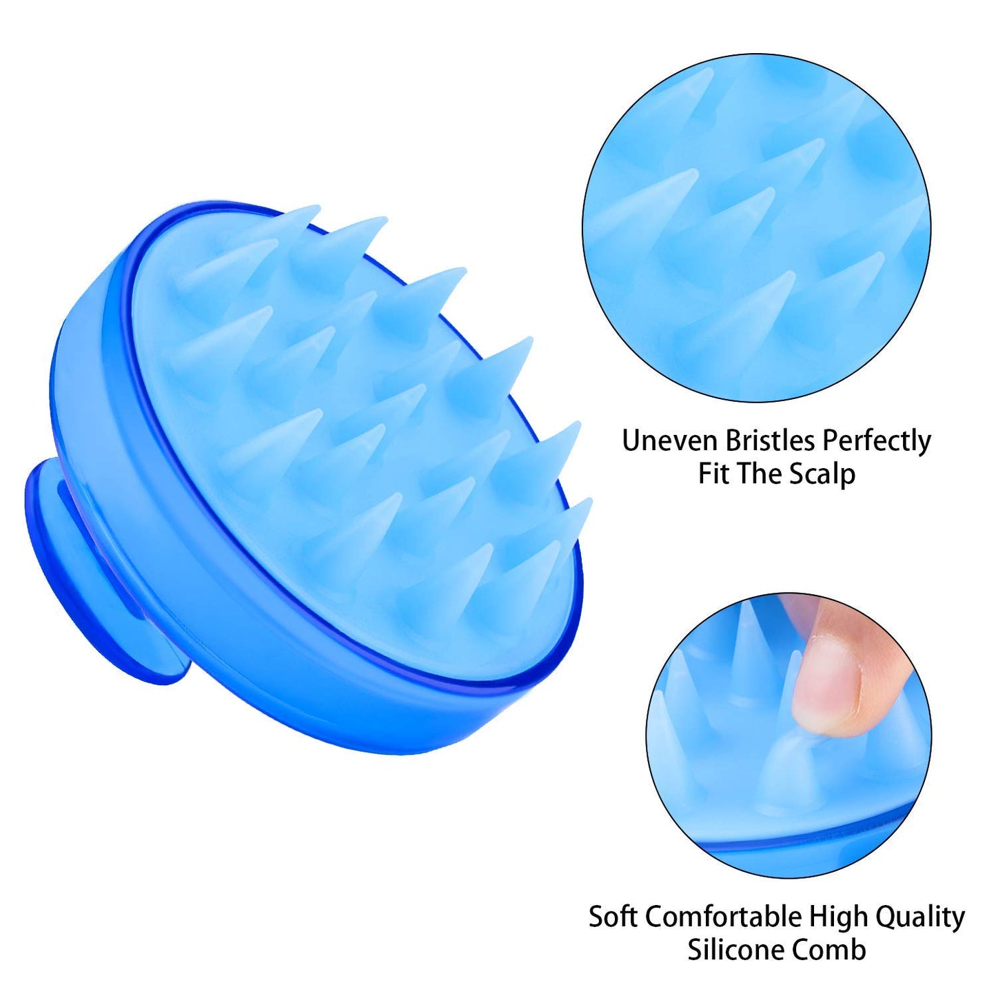 MAPPERZ Silicone Shampoo Scalp Shower Hairbrush/Hair Washing Exfoliating Massager Brush Comb for Men Women - Blue