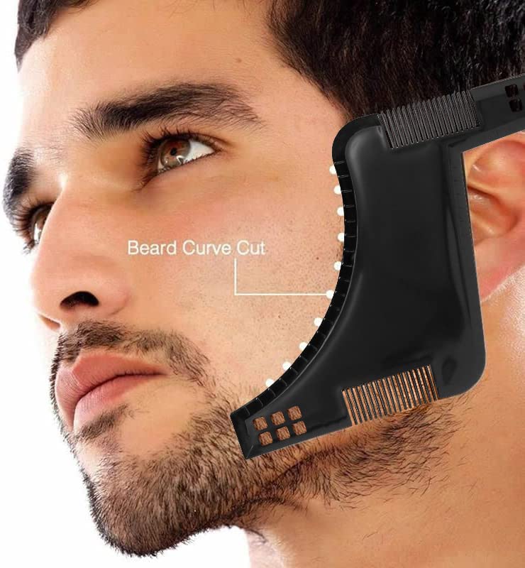MAPPERZ Moustache Shaping and Beard Shaper Comb/Styling Comb For Men Beard Line up Shaper Grooming Guide Tool Perfect for Styling and Edging- Black