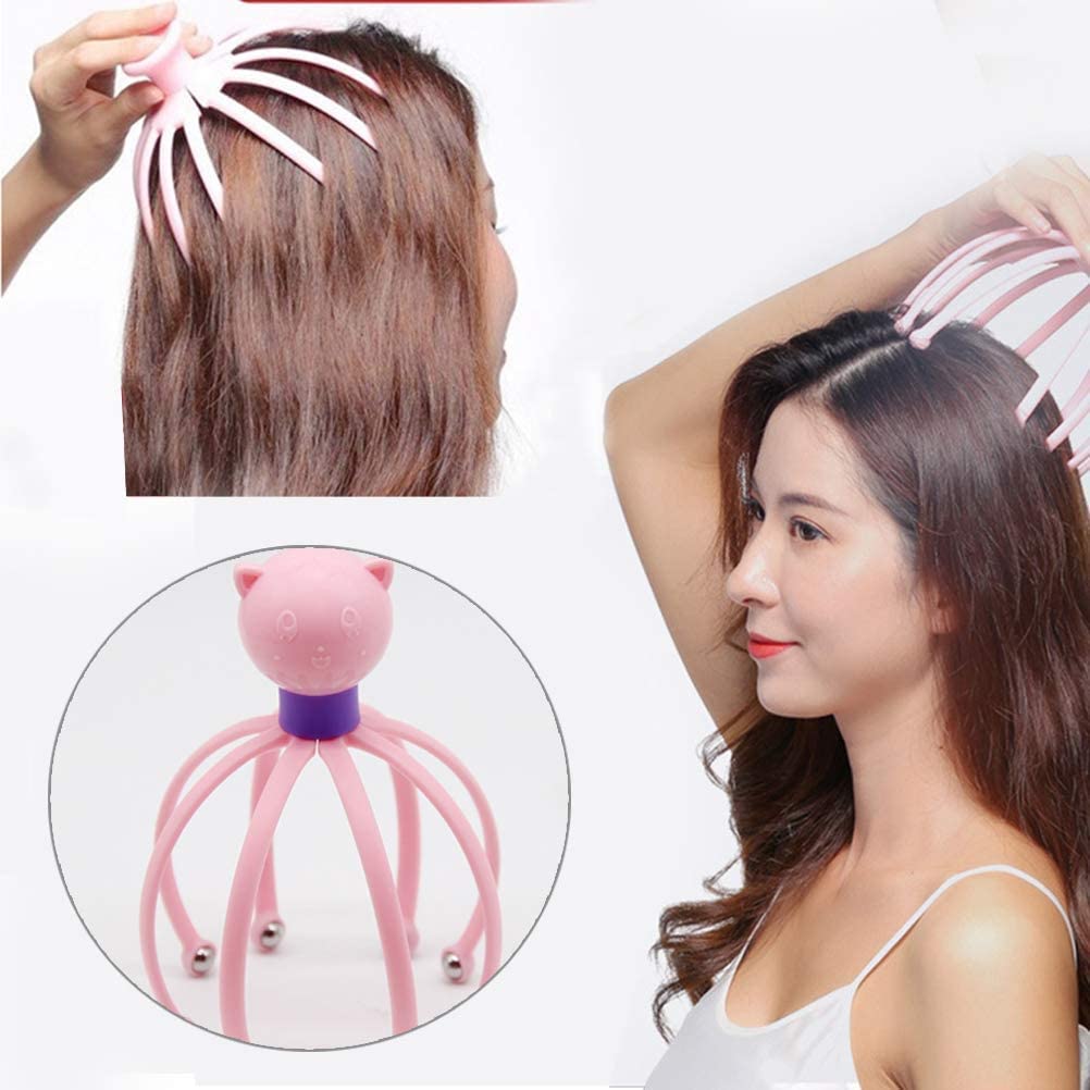 MAPPERZ Octopus Shape Manual Head Scalp Massagers for Headache Relief,Scalp Stress Relax/ 8 Roller Balls Prongs Head Massage Scratcher Deep Relaxation/Hair Stimulation - Multicolor