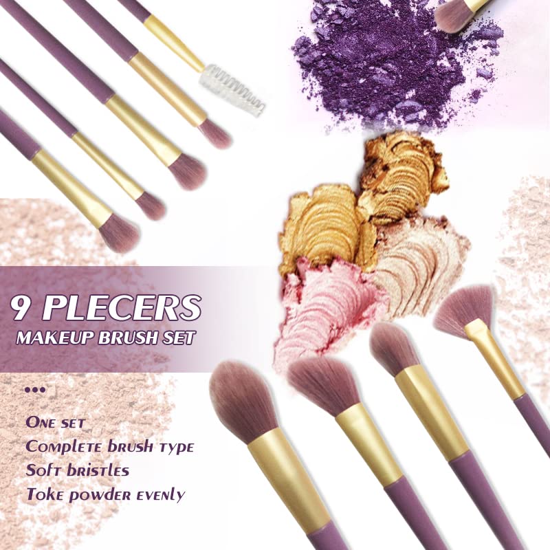 MAPPERZ Premium Synthetic Kabuki Foundation Powder Blush Concealers Contour Eye Shadows Blending Face Powder Foundation 9 Makeup Brushes, Random Color, with Case