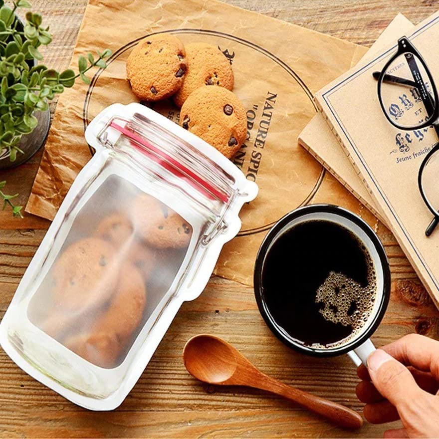 MAPPERZ 1 Pc Mason Jar Bottles Bags/Jar Pouch for Food Storage Bag Jar Pouch for Fridge Ziplock Bags/Reusable Airtight Seal Storage Bags Leakproof Food Saver Bags for Picnic - 500 ML