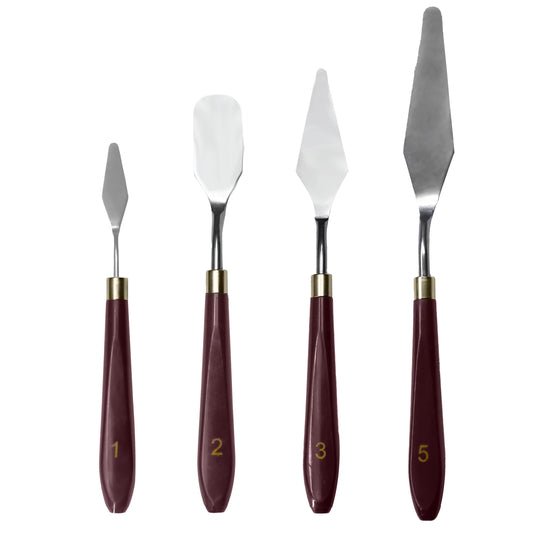 MAPPERZ Stainless Steel Palette Knife Set, Flexible Spatula Painting Knives for Color Mixing, Spreading, Applying Oil & Acrylic Paint on Canvases, Cake Icing, 3D Print Tool, (No. 1,2,3,5), Pack Of 4