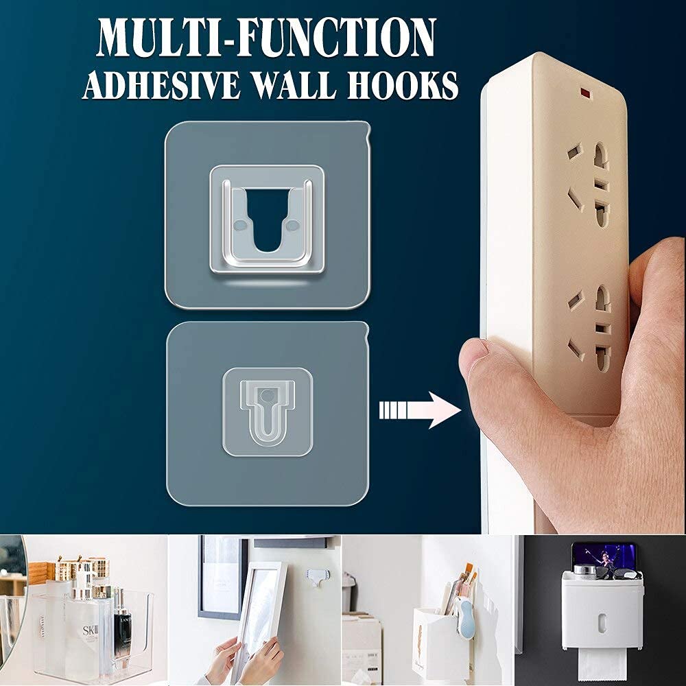 MAPPERZ Double-Sided Adhesive Wall Hooks- Wall-Sticking Hooks Without Punching and Nails, Waterproof and Oil-Proof, Heavy-Duty Self-Adhesive Hooks for Bathroom and Kitchen (10)