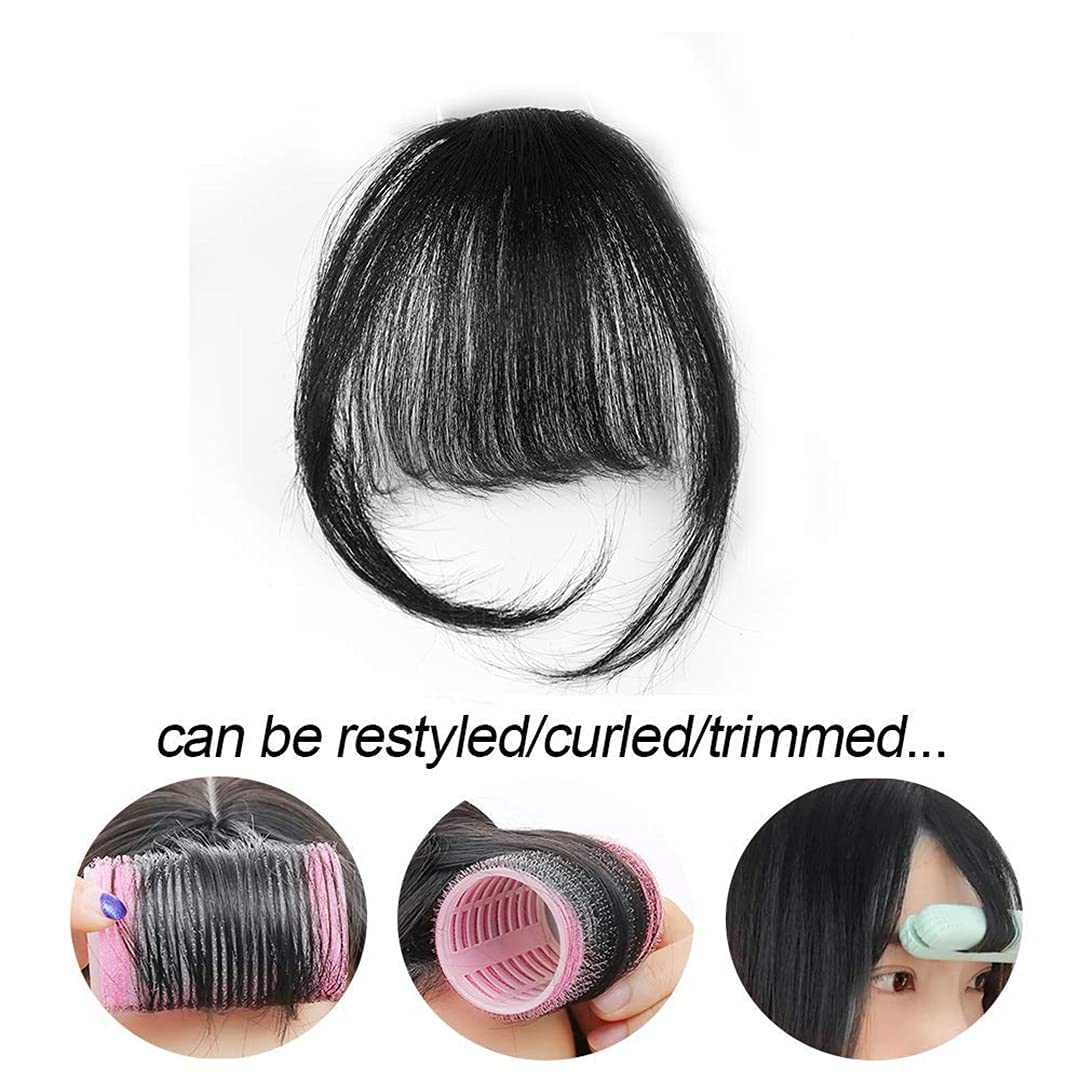 MAPPERZ Front Hair Bang Fringe Hair Extension Piece/ Thin Extension for Women and Girls Wig bang False bang Clip in Fringe