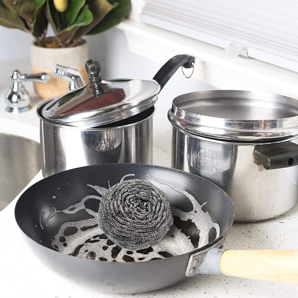 MAPPERZ Stainless Steel Scrubber/ Non Rusting Wire Scrubbers for Tough Stain Removal - Silver