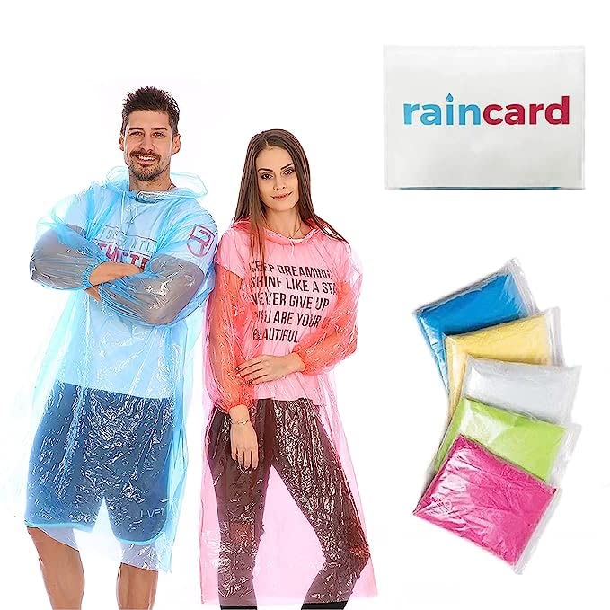 MAPPERZ Unisex Pocket Rain Coat Single Layer Disposable Rain Card for Men Women, Free Size
