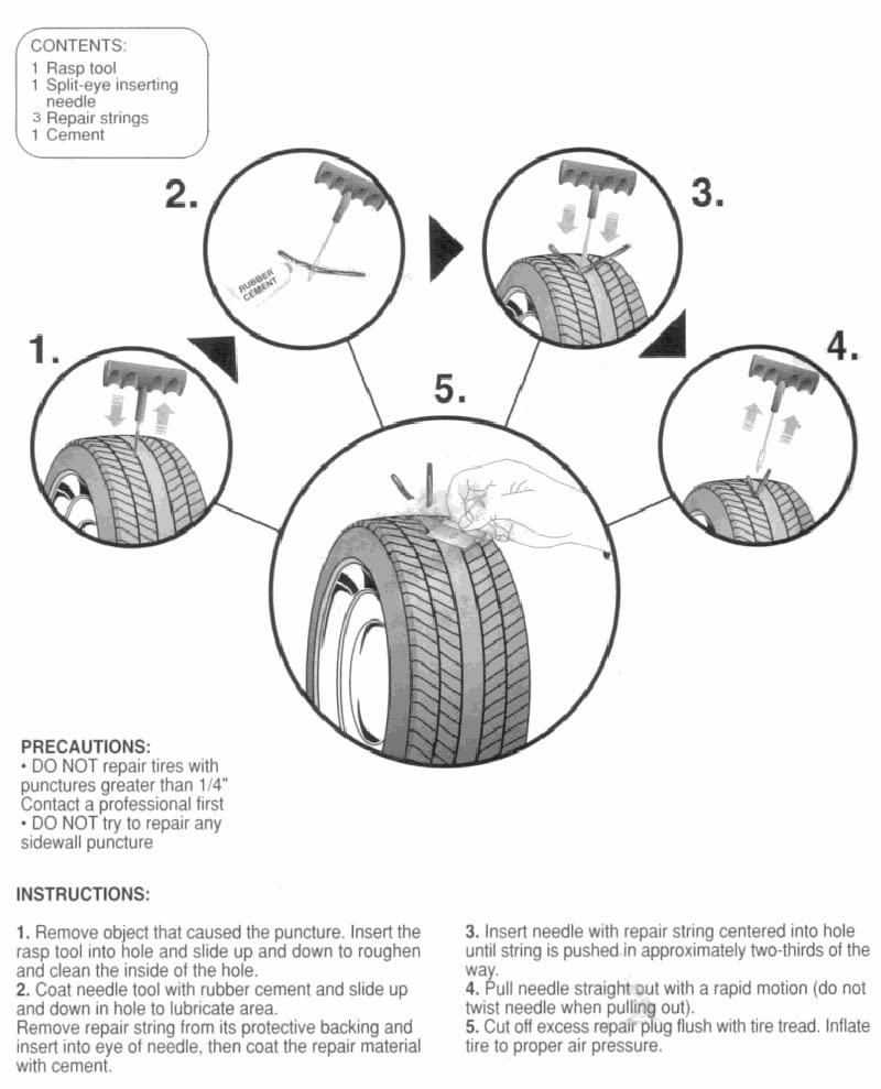 MAPPERZ Heavy Duty Emergency Tire Repair Kit 6 Pcs for Car, Motorcycle, ATV, RV, SUV, Jeep, Autos, Truck, Tractor Universal Flat Tire Puncture Repair Plug Kit, Standard Size