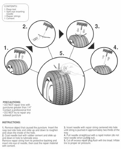 MAPPERZ Heavy Duty Emergency Tire Repair Kit 6 Pcs for Car, Motorcycle, ATV, RV, SUV, Jeep, Autos, Truck, Tractor Universal Flat Tire Puncture Repair Plug Kit, Standard Size
