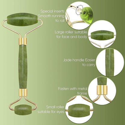 Mapperz Natural Facial Jade Roller Massager | Double Sided Face Rolling Massage Stone Beauty Tool for Face Neck Toning, Firming & Serum Application