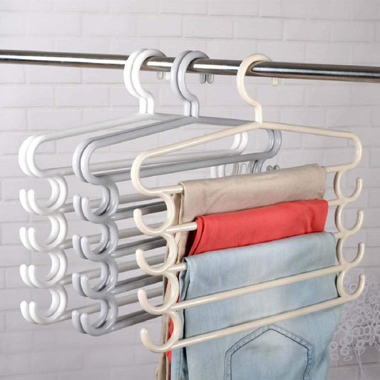 Mapperz Hanger | 5 Layer Heavy Duty Multipurpose Hanger with Extra Side Hooks for Dupatta,Tie Cloth Rack Multilayer Storage Scarf Tie Rack Hanger(Multicolor) (Multi Color, 4)