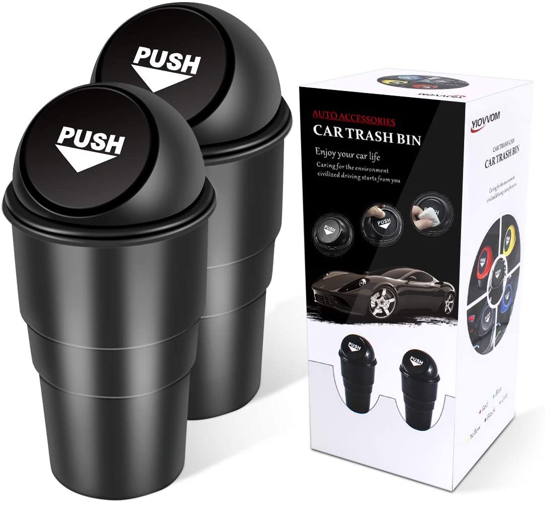 MAPPERZ Small Mini Trash Bin Car Trash Garbage Can for Car Office Home/ Car Mini Trash Plastic Ash Bin - Black