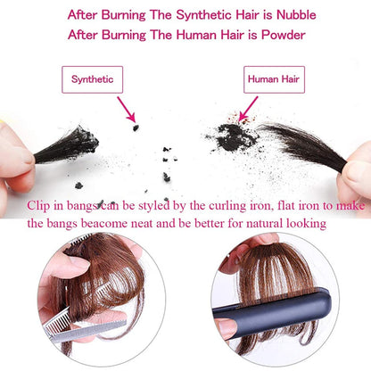 MAPPERZ Clip in Bangs Front Neat Air Fringe One Piece Clip in Fringe Hair Extensions with Temples for Women (Natural Color)