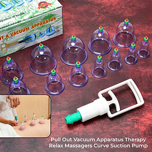 MAPPERZ Cupping Set Professional Chinese Acupoint Cupping Therapy Sets Portable, Suction Hijama Cupping Set with Vacuum Cupping Pump Cellulite Cupping Massage Kit,Pack Of 12-Cup
