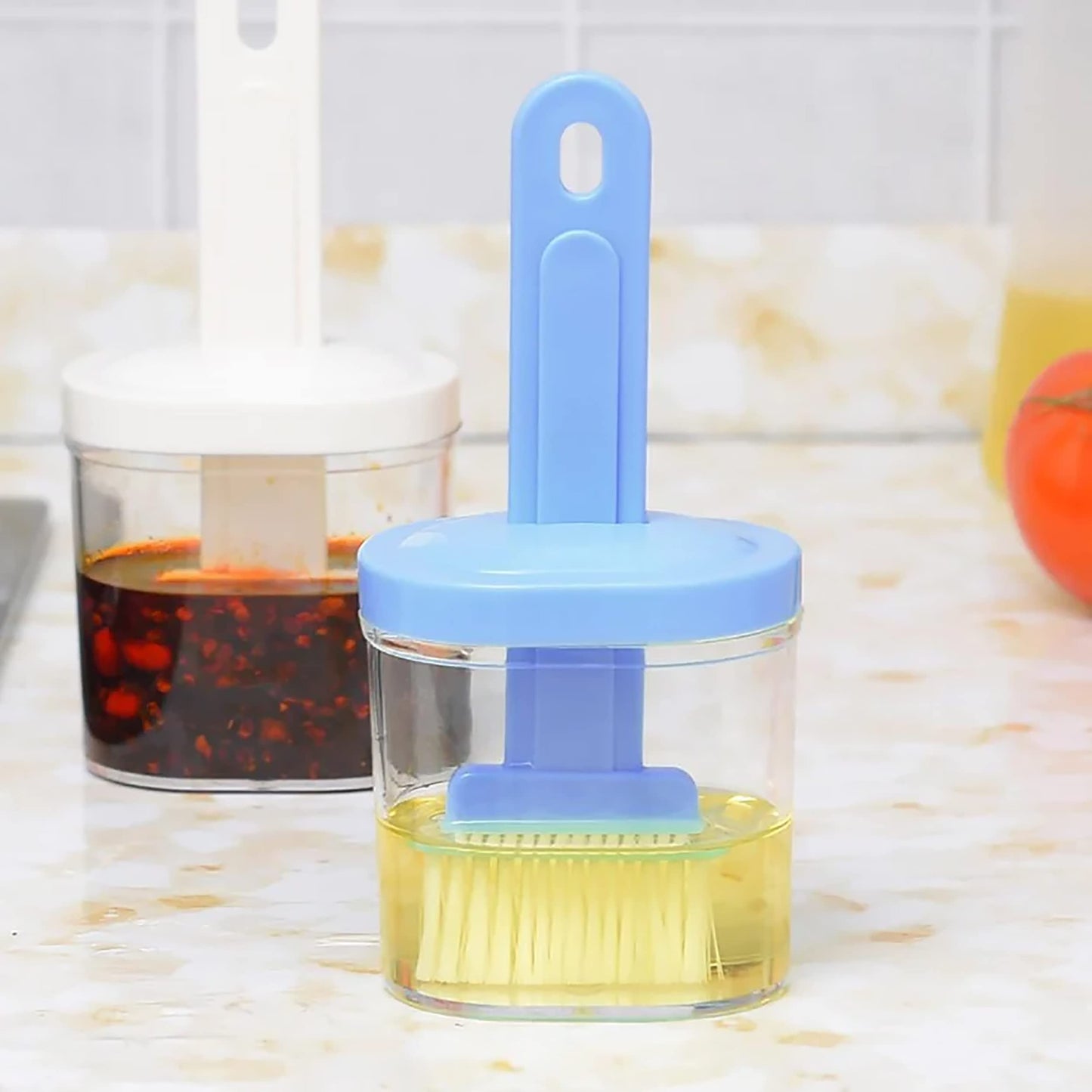 MAPPERZ Oil Brush Bottle Set-Dip & Squeeze, Oil Bottle and Brush 2 in 1, Barbecue Brush, Kitchen Oil Bottle 200ml Oil Spray Dispenser with Brush for Cooking, Baking, BBQ, PC1