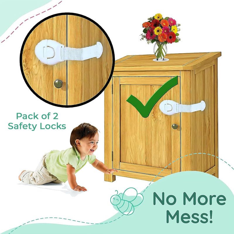 MAPPERZ Child Safety Locks for Furniture White Baby Proofing Cabinet Locks