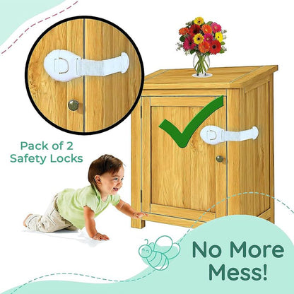 MAPPERZ Child Safety Locks for Furniture White Baby Proofing Cabinet Locks
