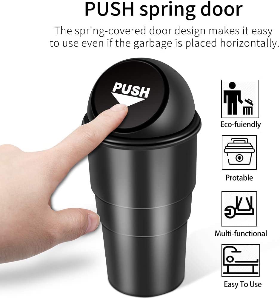 MAPPERZ Small Mini Trash Bin Car Trash Garbage Can for Car Office Home/ Car Mini Trash Plastic Ash Bin - Black