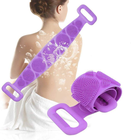 Mapperz Silicon Double Side Shower Exfoliating Belt Removes Bath Towel, Rub Back Mud Silica Gel Bath Towel Shower Strap Deep Clean & Massage (multi colour)