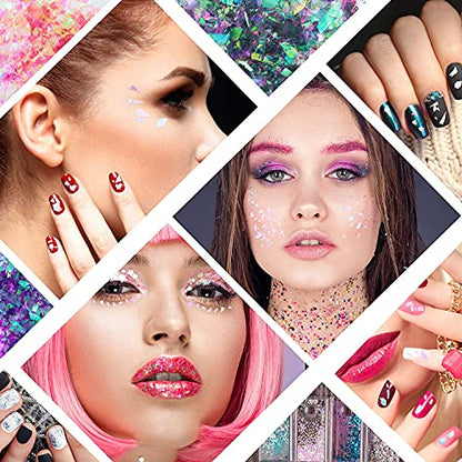 MAPPERZ 12 Pcs Nail Art Glitter Powder Set Shinning Mirror Glimmer Nail Art - Multicolor