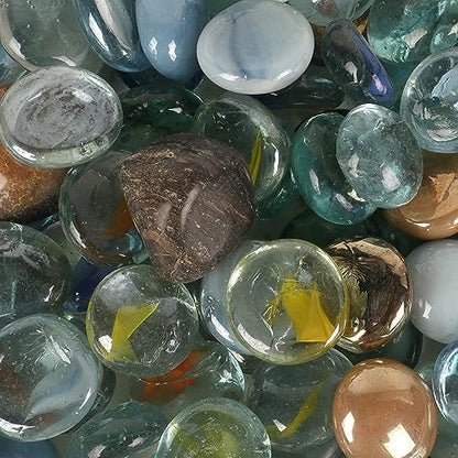 MAPPERZ Blend Reflective Round Glass, Decorative for Natural Fish Tank, Vase Fillers and Landscaping with Flat Bottom Marble Beads for Home Decorative Art Craft Vase