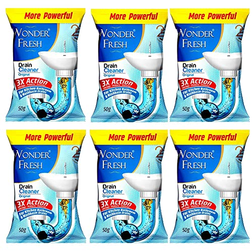 MAPPERZ Drain Cleaner Powder/Removes Clogs And Blockages In Washbasin, Toilet, Bathroom,Sinks, Pipes (50 g, Pack Of 6)