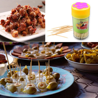 MAPPERZ Wooden Toothpicks with Dispenser Box/Double Sided 85 Pieces Non-Toxic Odorless Toothpicks