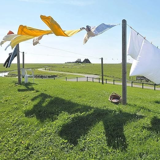 MAPPERZ PVC Coated Steel Wire Rope for Drying Clothes 10 Meter Clothesline with 2 Plastic Hooks (Pack of 1)