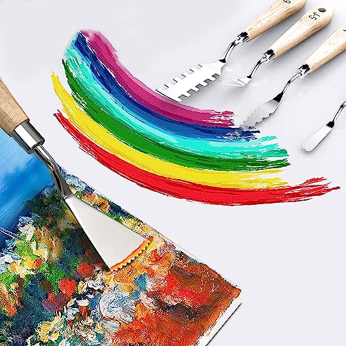 MAPPERZ Stainless Steel Artists Palette Knife Spatula Painting Mixing Scraper Thin and Flexible Art Tools for Oil Painting Acrylic Mixing, Canvas, Cake, Face Painting Knife No. J-1 To 10, Pack of 10