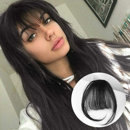 MAPPERZ Clip in Bangs Front Neat Air Fringe One Piece Clip in Fringe Hair Extensions with Temples for Women (Natural Color)