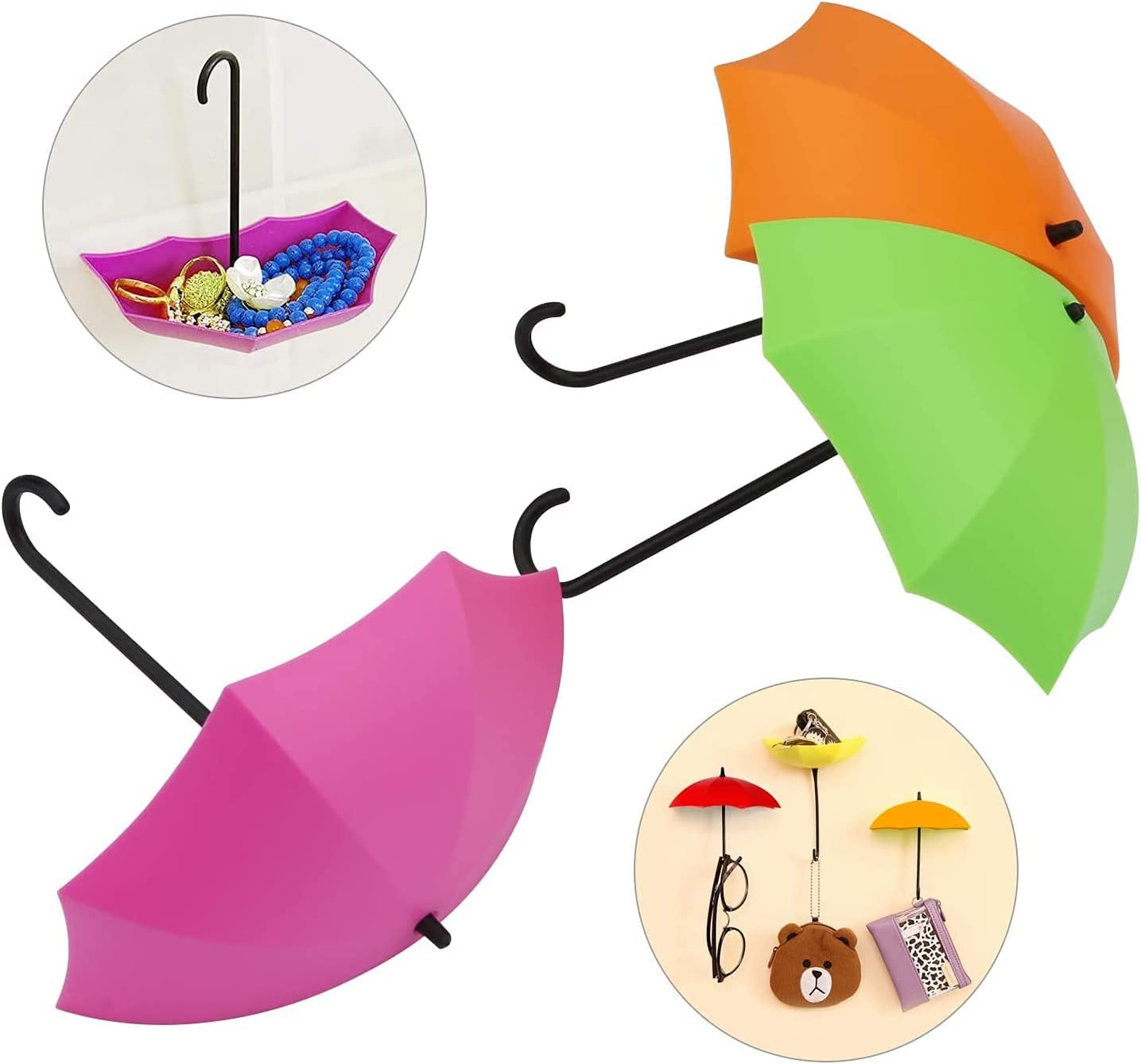 MAPPERZ Plastic Multipurpose Umbrella Key Hat Holder Wall Hanging Hook - (Multicolor)