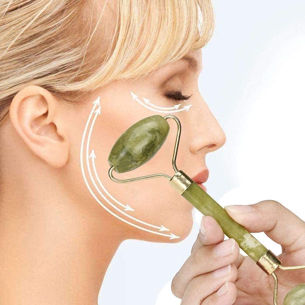 Mapperz Natural Facial Jade Roller Massager | Double Sided Face Rolling Massage Stone Beauty Tool for Face Neck Toning, Firming & Serum Application