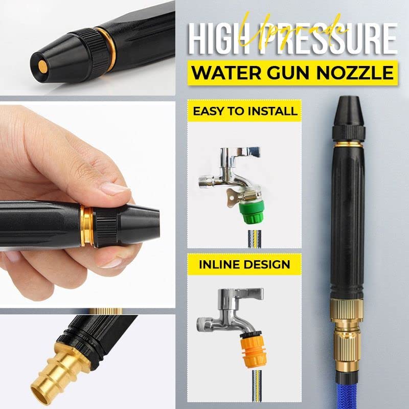 MAPPERZ Copper High Pressure Water Spray Gun, Adjustable Water Pressure Booster Jet Spray Gun, High Pressure, for Bike, Car, Pets, Garden, Floor - Window Cleaning Hose Pipe Spray Water Gun, Pack 1