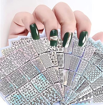 MAPPERZ 100 White Acrylic Nails, 48 Jars Fine Color Nail Art Glitter, 1 Big Nail Glue, 10 Rolls Self Adhesive Nail Tape Line, 24 (144 Design) Sheets Nail Art Stickers, 1 nail stamp with 1 scraper