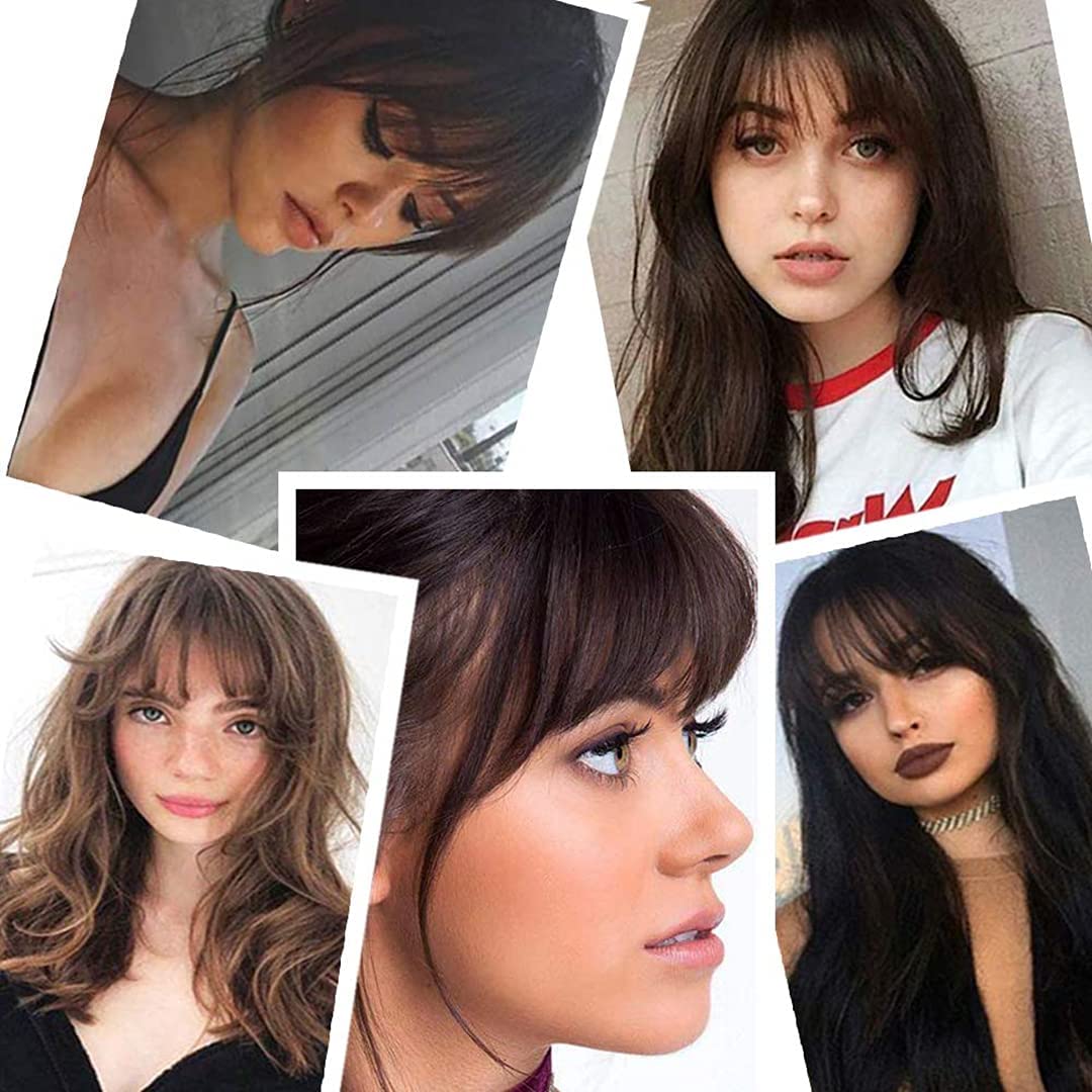 MAPPERZ Clip in Bangs Front Neat Air Fringe One Piece Clip in Fringe Hair Extensions with Temples for Women (Natural Color)