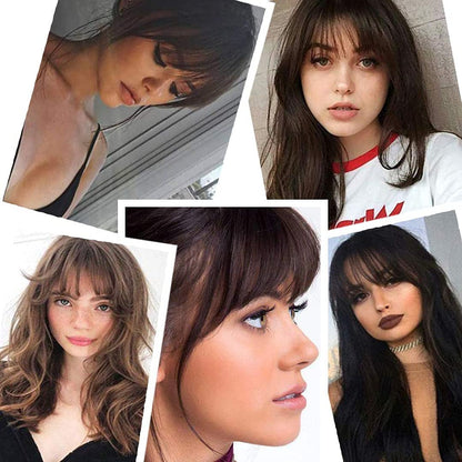 MAPPERZ Clip in Bangs Front Neat Air Fringe One Piece Clip in Fringe Hair Extensions with Temples for Women (Natural Color)