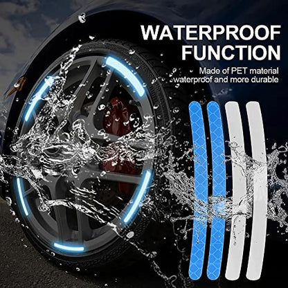 MAPPERZ 20pcs 3D Reflective Wheel Tire Rim Stripe Sticker for Car Motorcycle Cycling Bike Bicycle Night Safety Stripe Universal Anti-Scratch Reflective Rim Stickers -