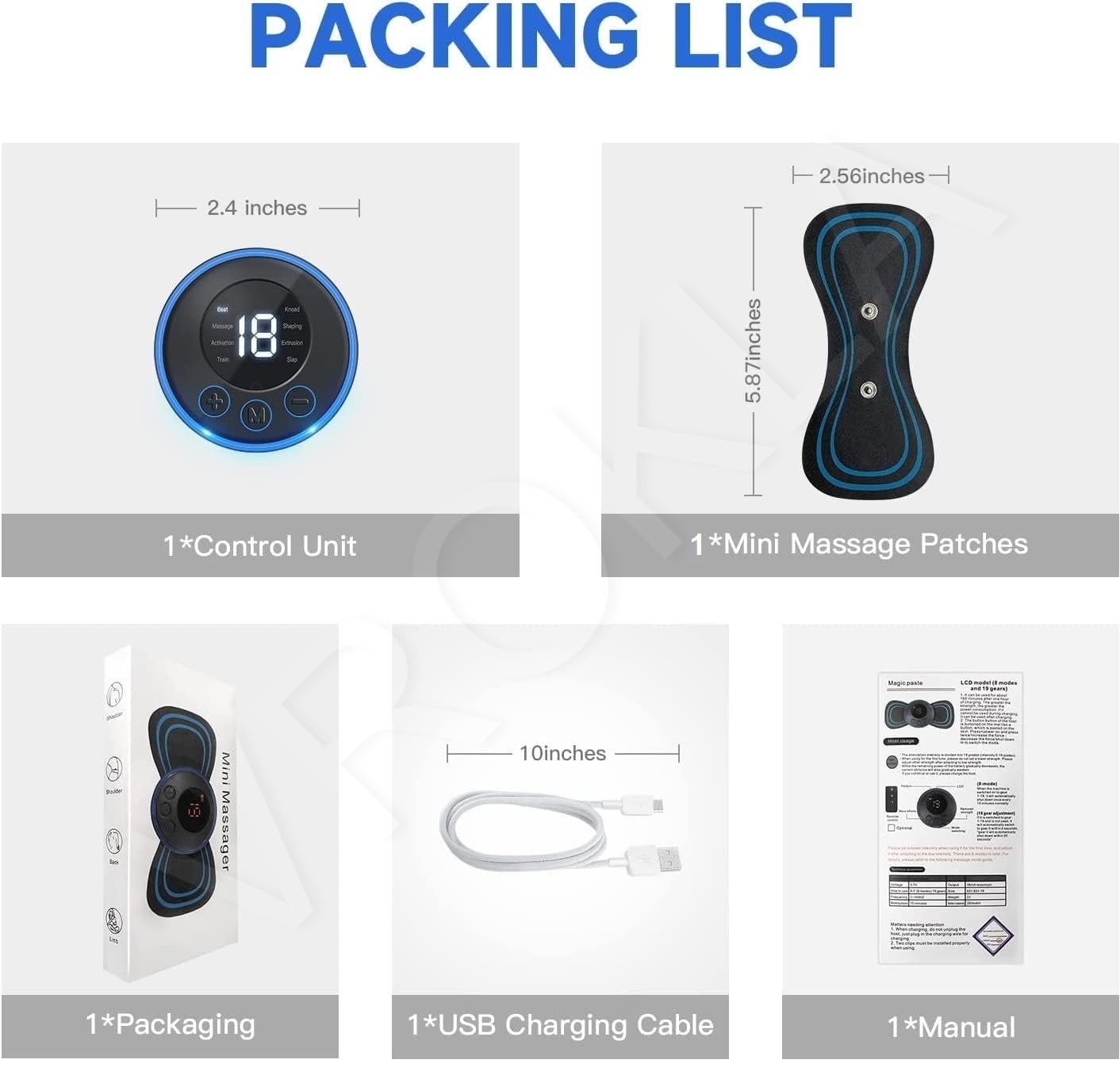 MAPPERZ Mini Body Massager Machine for Pain Relief Butterfly Massager for Back Pain, Wireless EMS Massager Vibration Stick, Rechargeable Neck Massager With 8 Modes & 19 Strength Levels (Black)