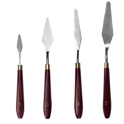 MAPPERZ Stainless Steel Palette Knife Set, Flexible Spatula Painting Knives for Color Mixing, Spreading, Applying Oil & Acrylic Paint on Canvases, Cake Icing, 3D Print Tool, (No. 1,3,4,5), Pack Of 4