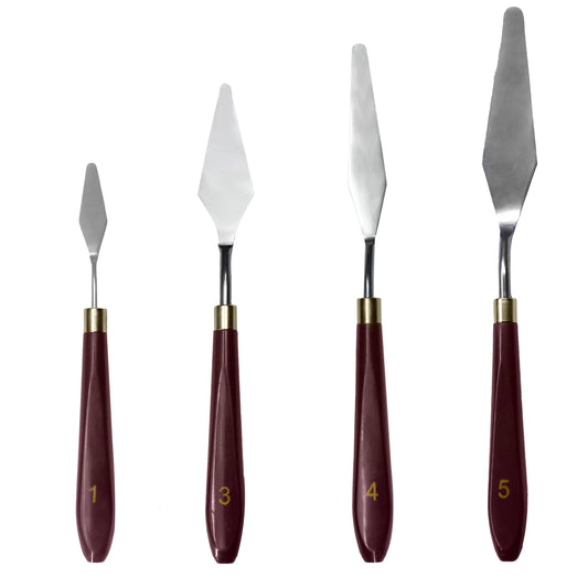 MAPPERZ Stainless Steel Palette Knife Set, Flexible Spatula Painting Knives for Color Mixing, Spreading, Applying Oil & Acrylic Paint on Canvases, Cake Icing, 3D Print Tool, (No. 1,3,4,5), Pack Of 4