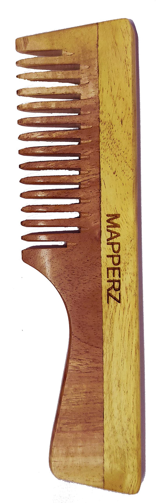 Mapperz wooden comb | wooden comb for women hair growth | Handcrafted Round Teeth Comb Gentle On Scalp | Wooden Comb Wide Tooth for Hair Growth ,Anti-Dandruff Comb For Women And Men | Styling Comb for All Hair Types | Comb With Handle