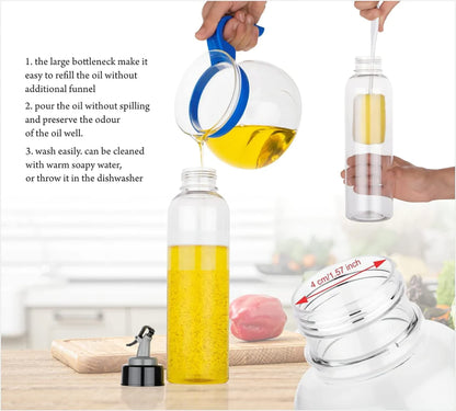 MAPPERZ Oil Dispenser Bottle, Plastic Oil Dispenser Vinegar Bottles for Kitchen with Airtight Nozzle Plug Pouring Spouts Cooking for Kitchen Easy Oil Flow Wide Lid Refill (Pack of 1)