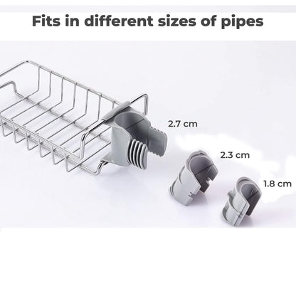 MAPPERZ kitchen sink organizer, Sink Caddy Organizer, Tap Organiser Clip Storage Rack Practical Home Kitchen Drain Rack with Towel Holder for Soap (Stainless Steel)