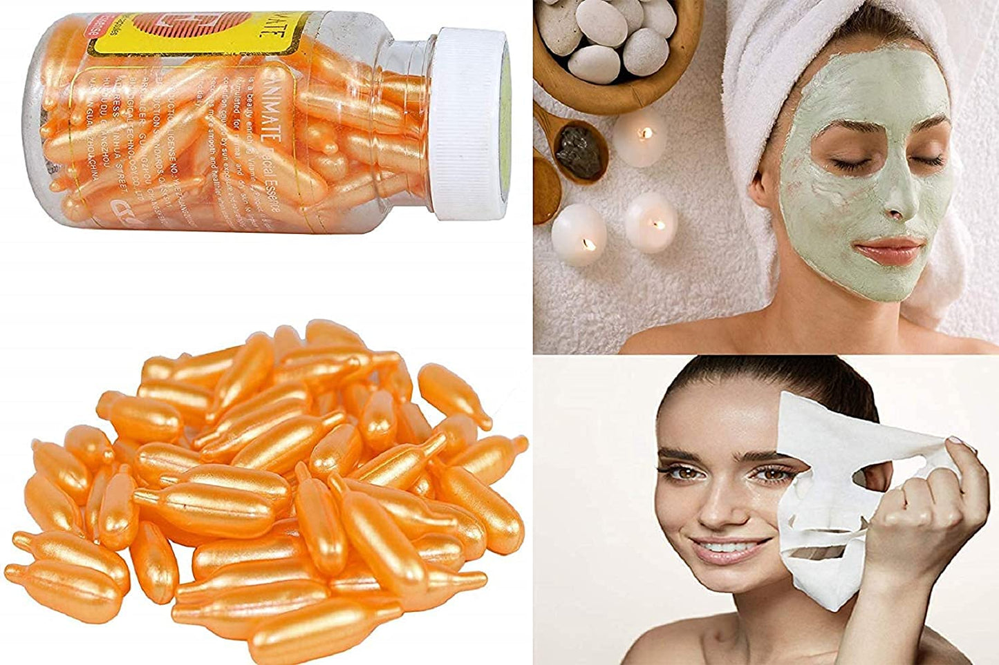 Mapperz face capsule | face capsules serum | Anti-aging Aloe Vera and Vitamin E Anti Wrinkle Serum Spot Acne Removing Whitening Moisturizing Cream Essence Facial Face Care Oil, 60 Soft Gel Capsules