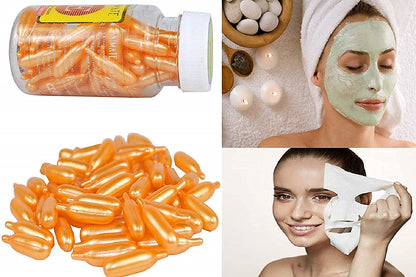 Mapperz face capsule | face capsules serum | Anti-aging Aloe Vera and Vitamin E Anti Wrinkle Serum Spot Acne Removing Whitening Moisturizing Cream Essence Facial Face Care Oil, 60 Soft Gel Capsules