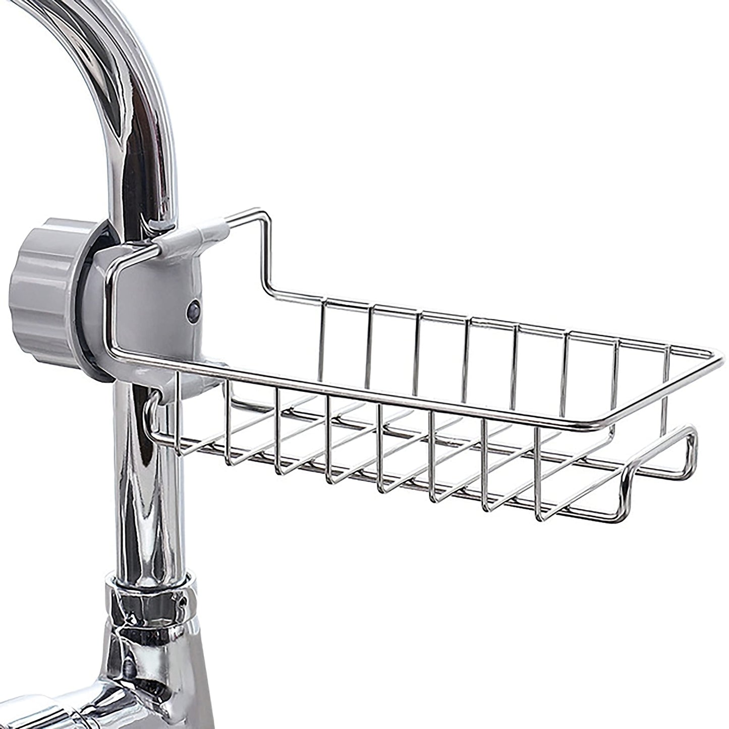 MAPPERZ kitchen sink organizer, Sink Caddy Organizer, Tap Organiser Clip Storage Rack Practical Home Kitchen Drain Rack with Towel Holder for Soap (Stainless Steel)